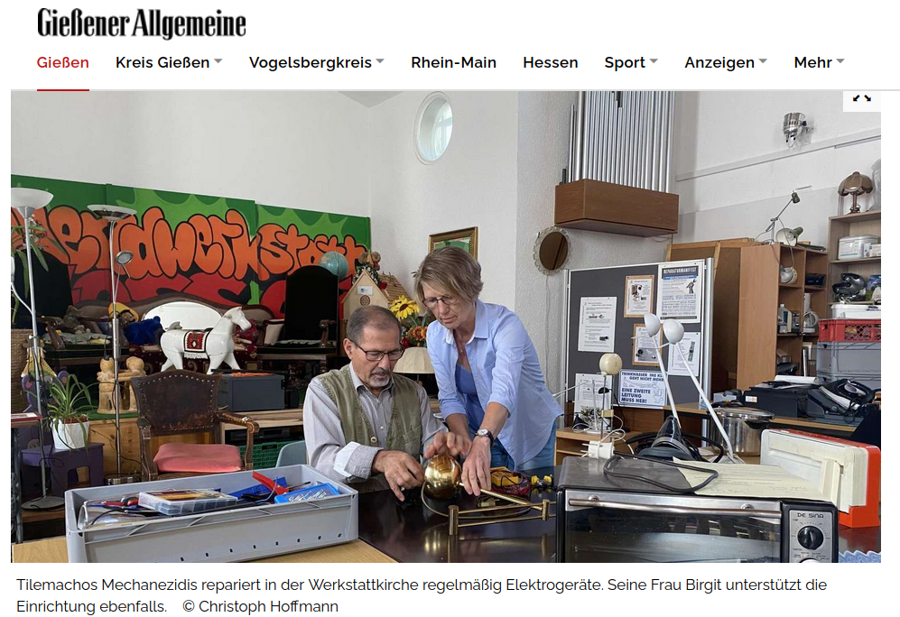 Bildschirmfoto des Onlineartikels der Gießener Allgemeinen Zeitung