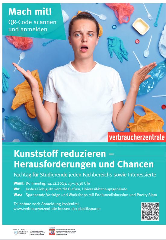 Plakat für den Fachtag "Kunststoff reduzieren" am 14.12.2023