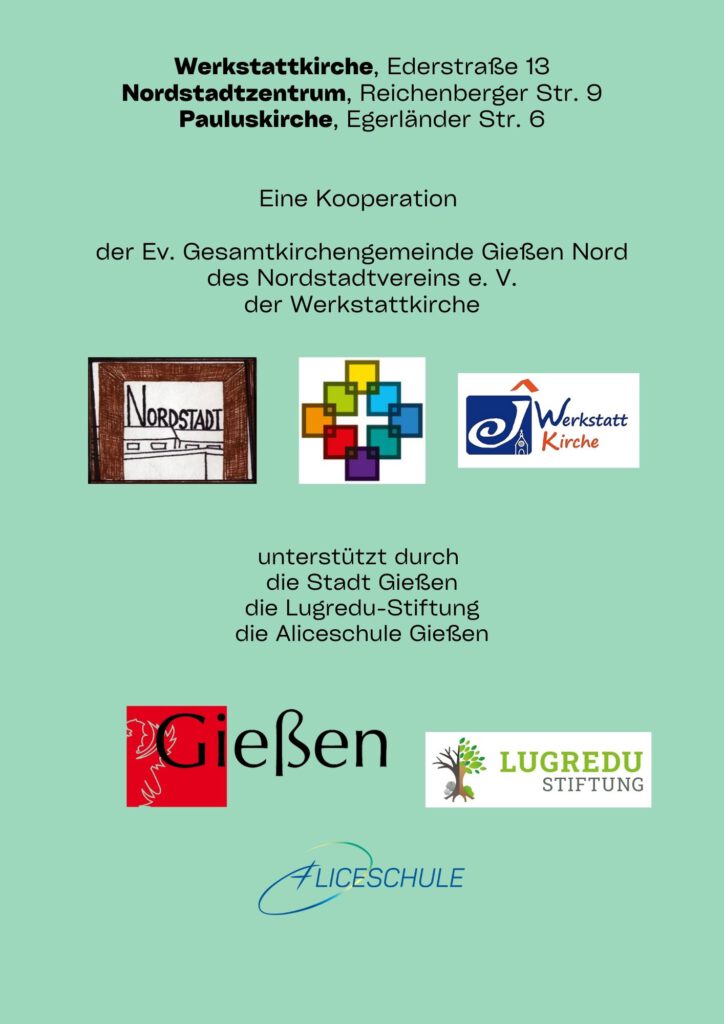 Plakat für die Reihe "Supp un Schwätze" für das Jahr 2025/26 mit den Unterstützer-Organisationen